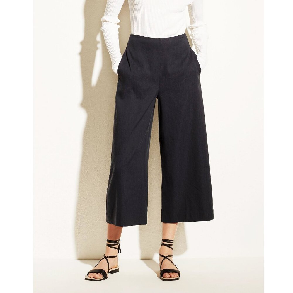 Vince Crop Wide Linen-Blend Pant